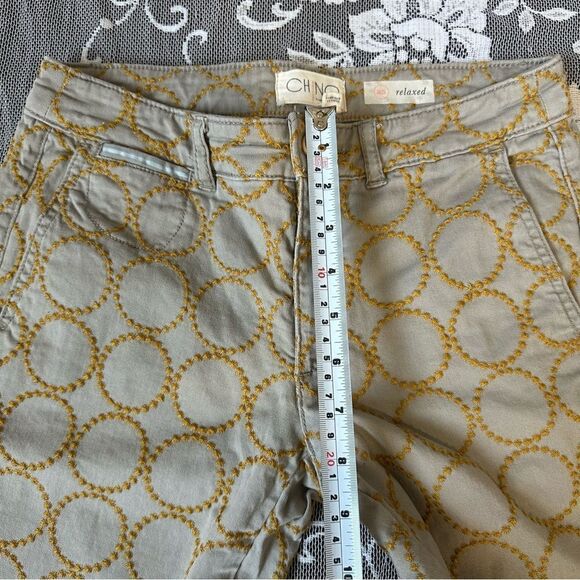 Anthropologie Relaxed Circle-Embroidered Chino Pants Sz 25 - Picture 13 of 16
